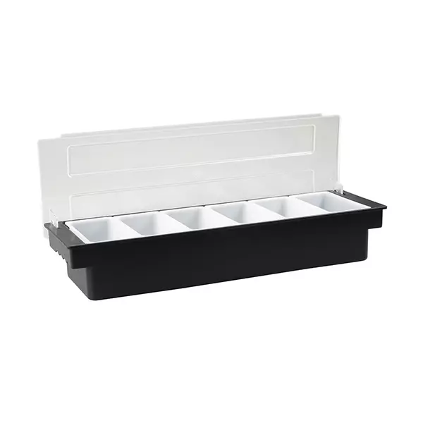 Bar condiment black plastic 6 compartment