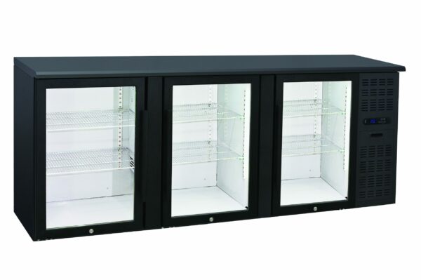 Anvil Back Bar Refrigerator 3 door Glass Black