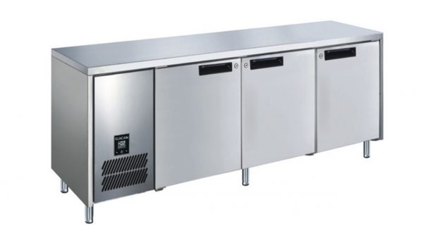 Glacian Slim 3 Door Underbench Fridge 660mm Deep Solid Doors