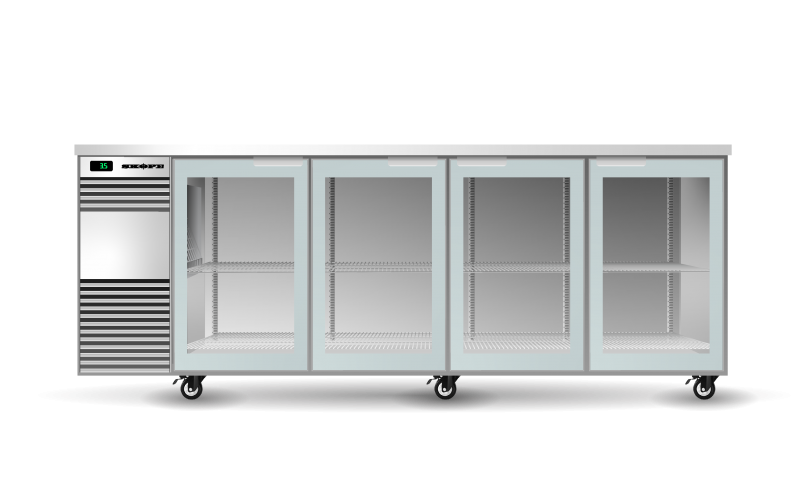 Skope 4 Glass Swing Door Backbar Fridge