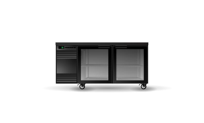 Skope BackBar 2 Glass Swing Door SlimLine Fridge Black or White