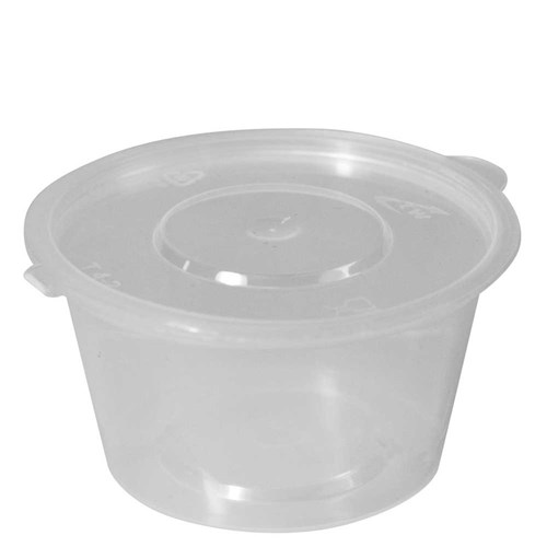 Container Round Dipping Sauce PP Microwavable Clear 100ml-with Hinged Lid Carton 1000