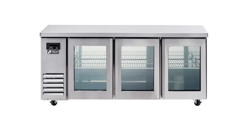 Fresh 3 Glass Door Underbench Fridge 1800x700x840 509L