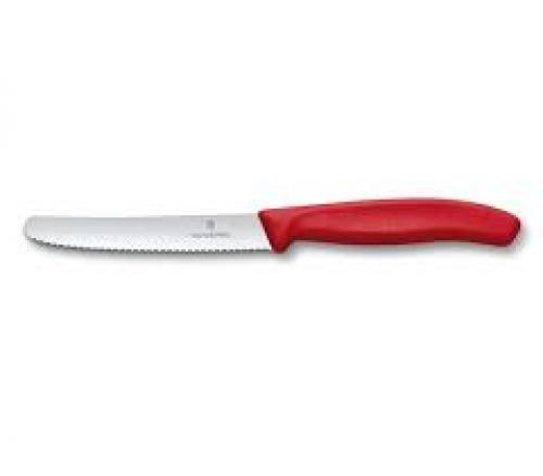Vic. Steak-Tomato Knife 11cm Round Tip Wavy Edge Nylon - Red 5.0831