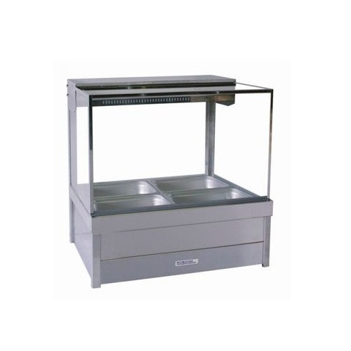Roband SQUARE GLASS HOT FOOD DISPLAY BARS 2 Bay with Rear Doors