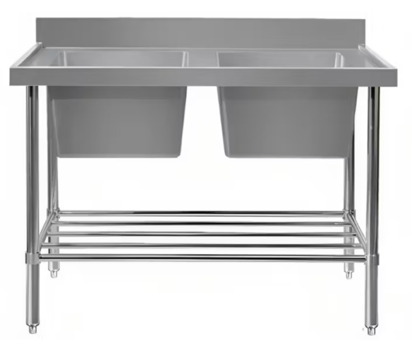 Simply Stainless Double Sink Bowl Bench 700mm Long