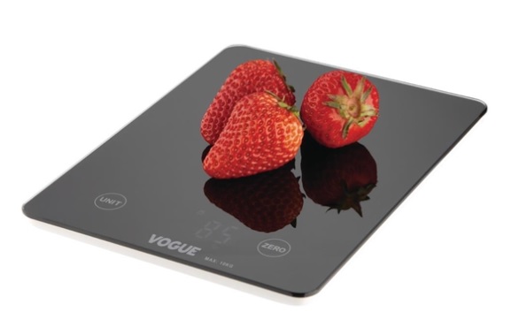 Vogue Digital Black Rectangular Scale 10kg|22lbs Grad 1g kg|lbs