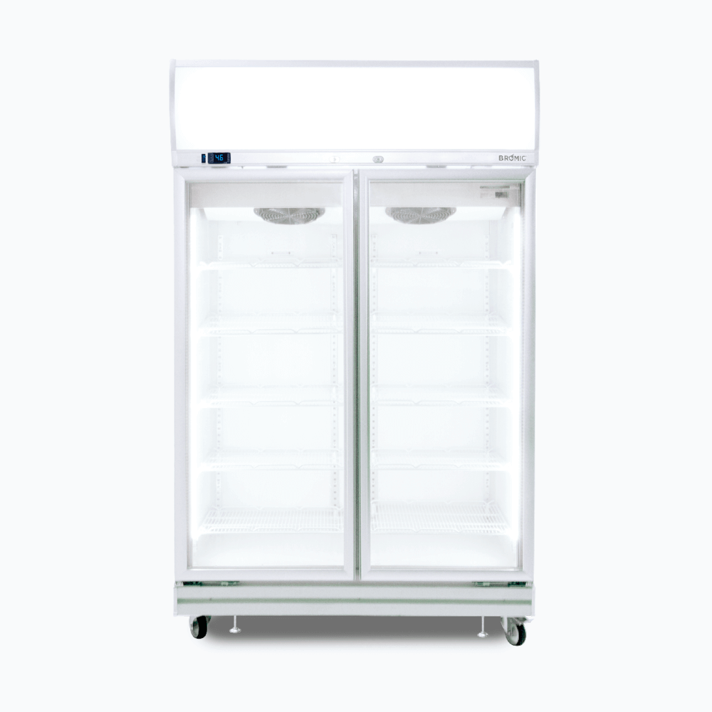 Bromic Flat Glass Door 976L LED Display Fridge 2 Door