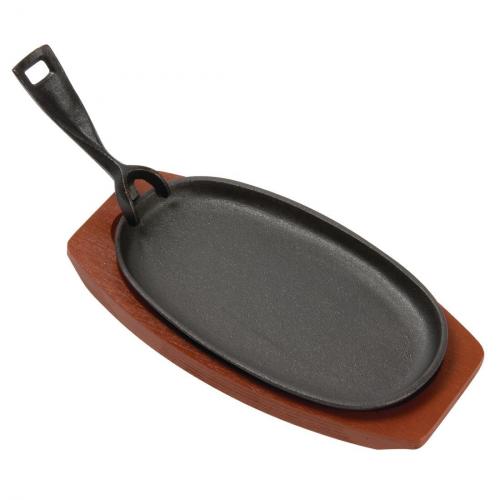 Cast Iron Sizzler & Wooden Stand - 240W x 140D