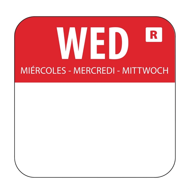 Vogue Removable Colour Coded Food Labels Wednesday