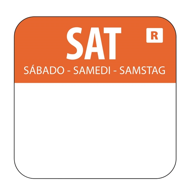 Vogue Removable Colour Coded Food Labels Saturday
