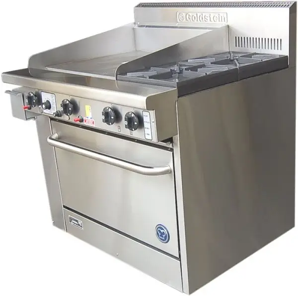Goldstein Gas Oven 2 burners and griddle -open cabinet