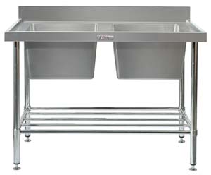 Simply Stainless Double Sink Bench 1500x600x900