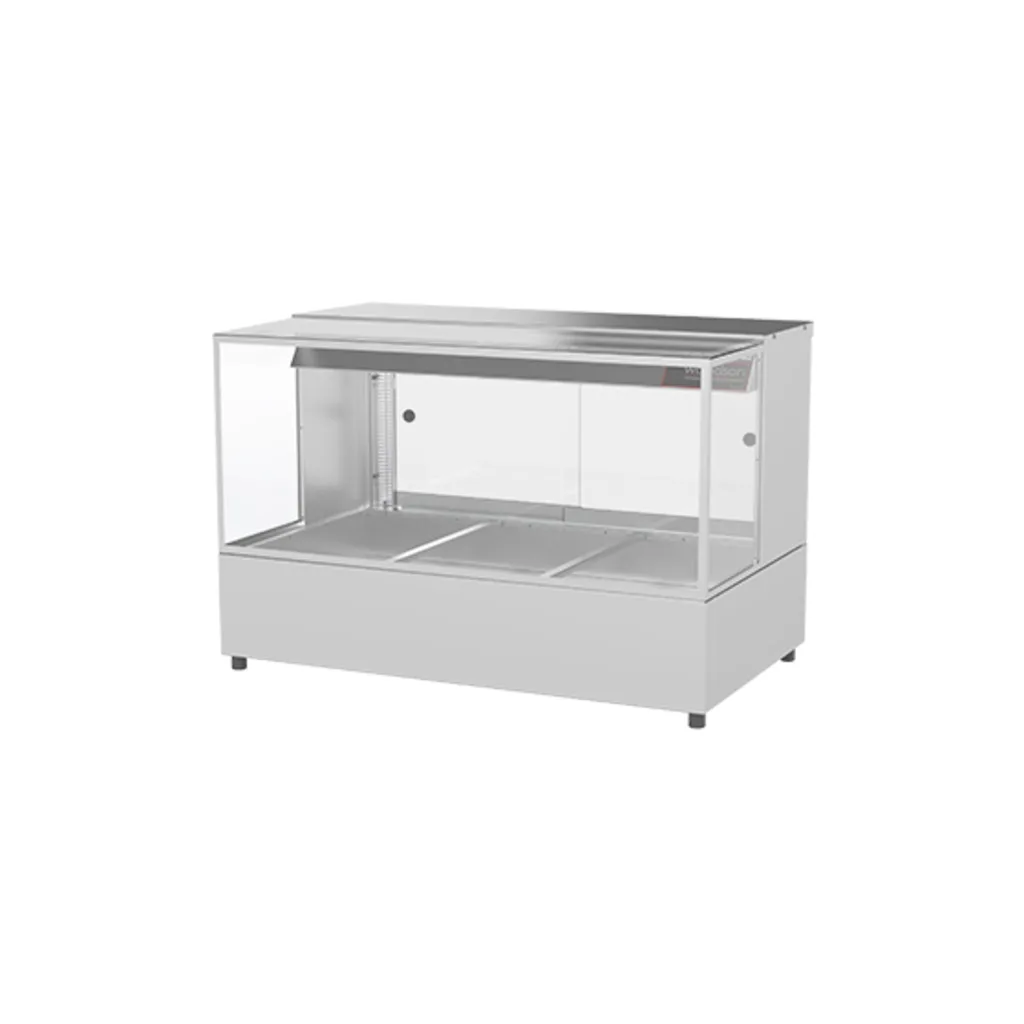 Woodson Hot Food Display 3 Bay Square Glass no pans